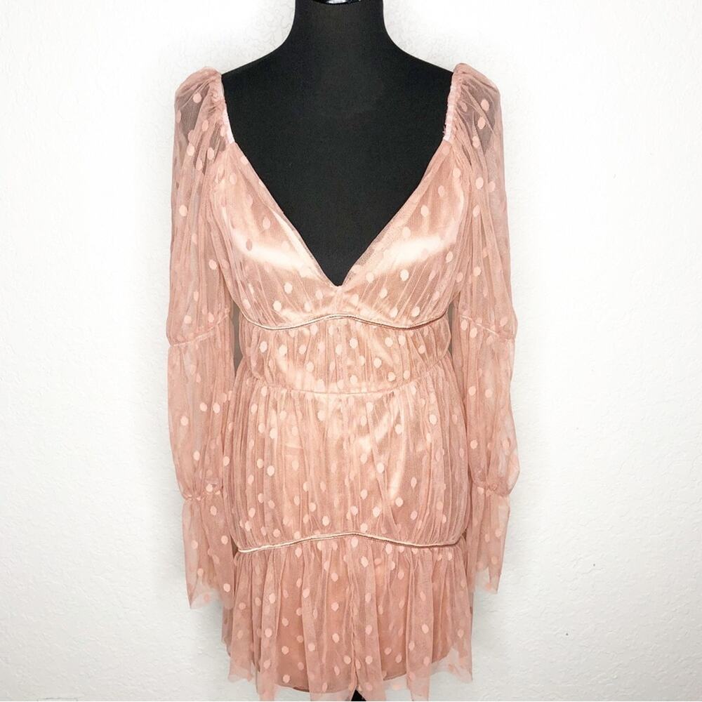 ASOS Design pink polka dot sheer mesh overlay dress size 8 NWT
